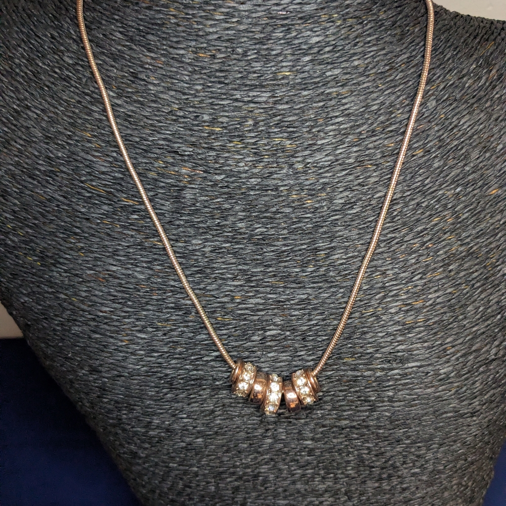 Nicole by Nicole Miller Rose Gold Tone Pendant Necklace with Clear Crystals